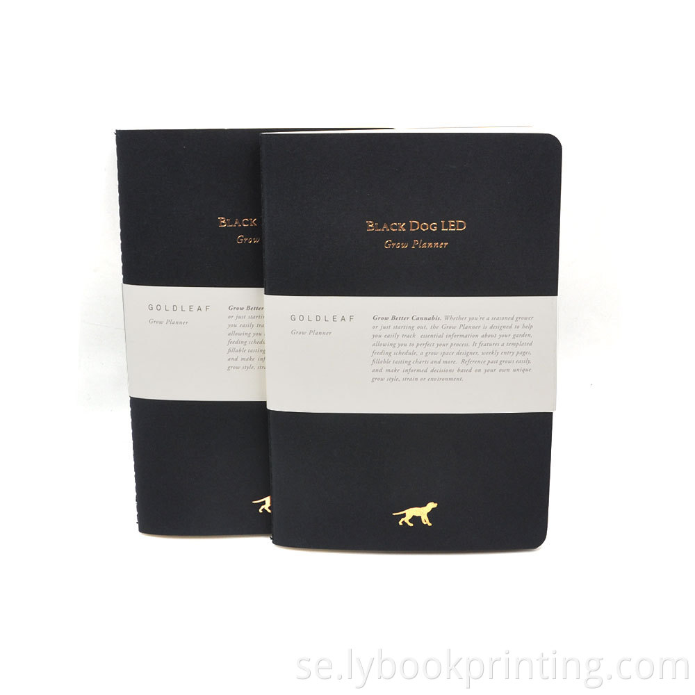 Gyllene folierad mjuk täcktråd sömnad anteckningsbok med magband